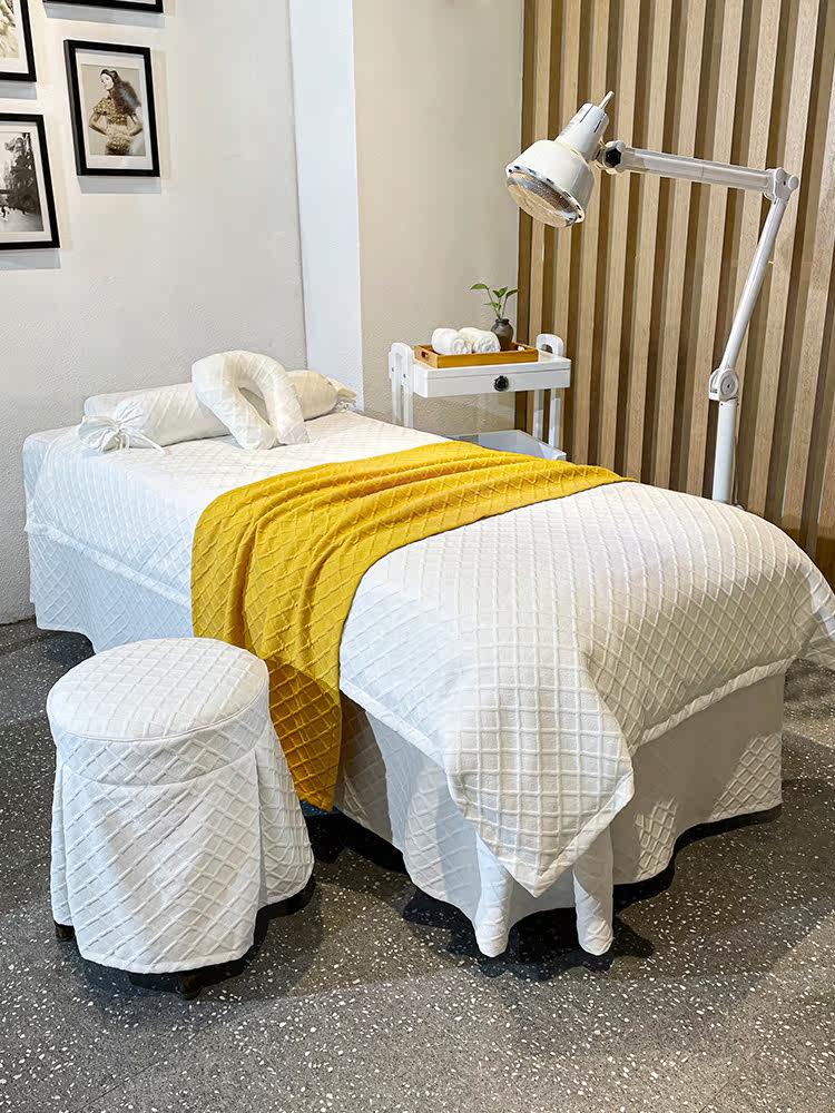 New net red beauty salon bed cover four-piece set Massage bed special bed light luxury with chest hole four seasons universal health