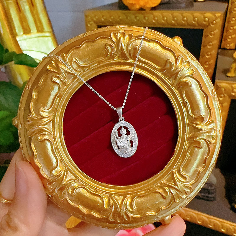 如意阁 泰国佛牌正品苏斌老师 纯银四面佛迷你吊坠 项链  百搭