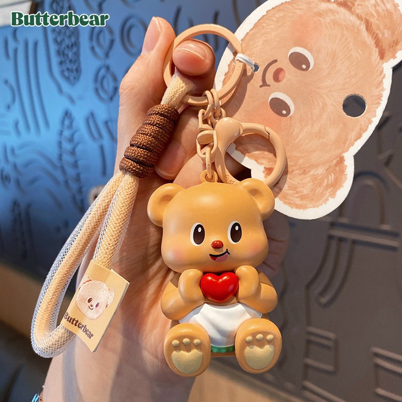 正版潮流黄油小熊钥匙扣可爱卡通