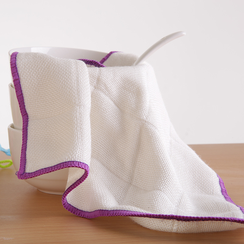 木棉纱吸水不掉毛不沾油洗碗布双面包边超细纤维厨房去污清洁抹布