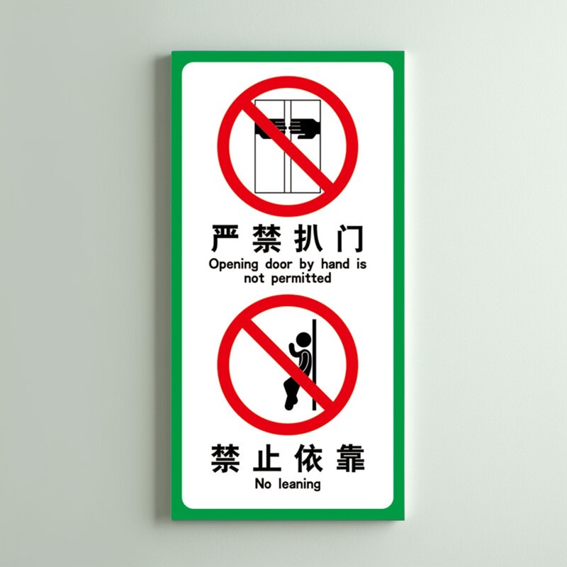电梯安全标识严禁超载扒门物业禁止依靠玩耍货客梯乘坐须知PVC带背胶透明贴标志提示贴纸电梯井道施工警示牌