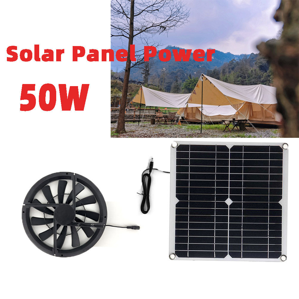 跨境热销单晶12W12v 圆形排气扇 大尺寸大排扇太阳能风扇套装