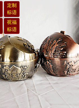 新年货中国风财神到模型金属工艺家居客厅茶室纪念物财神烟灰缸