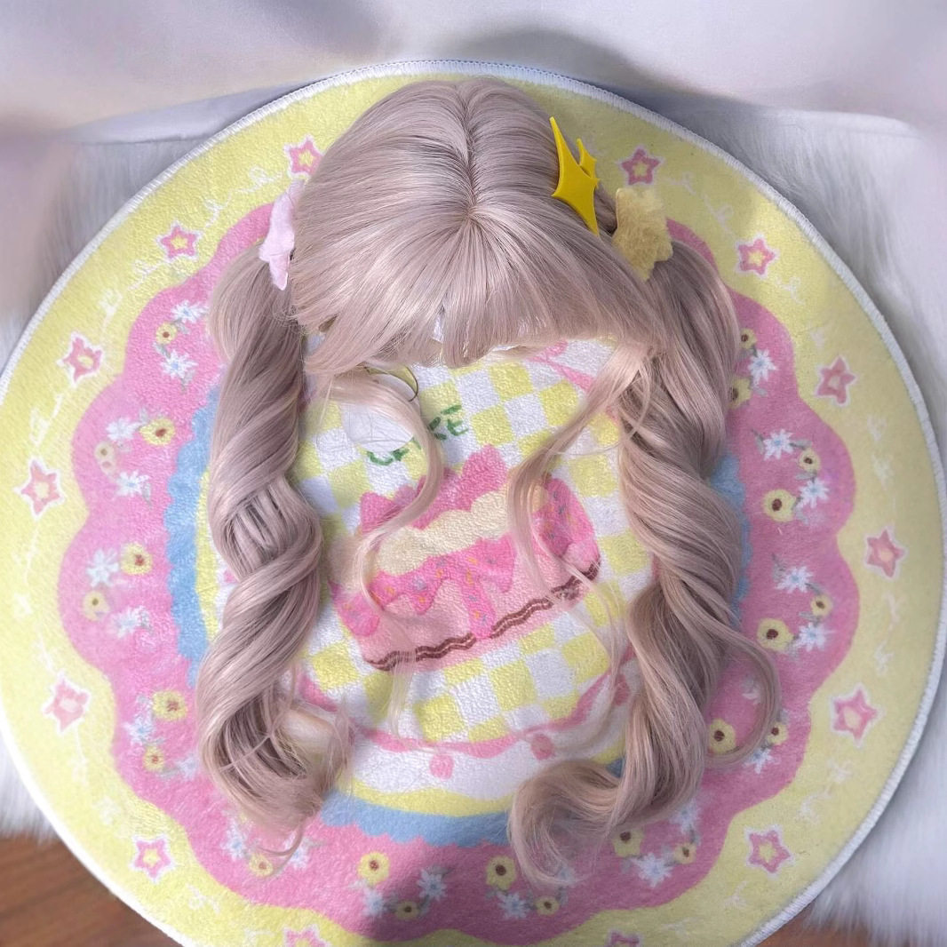 许昌假发雾感粉金粉色假发双马尾长卷发蓬松自然少萝假发女全头套