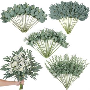 DIY手捧花仿真花束花瓶插画仿真绿植婚礼家居布置仿真花装饰