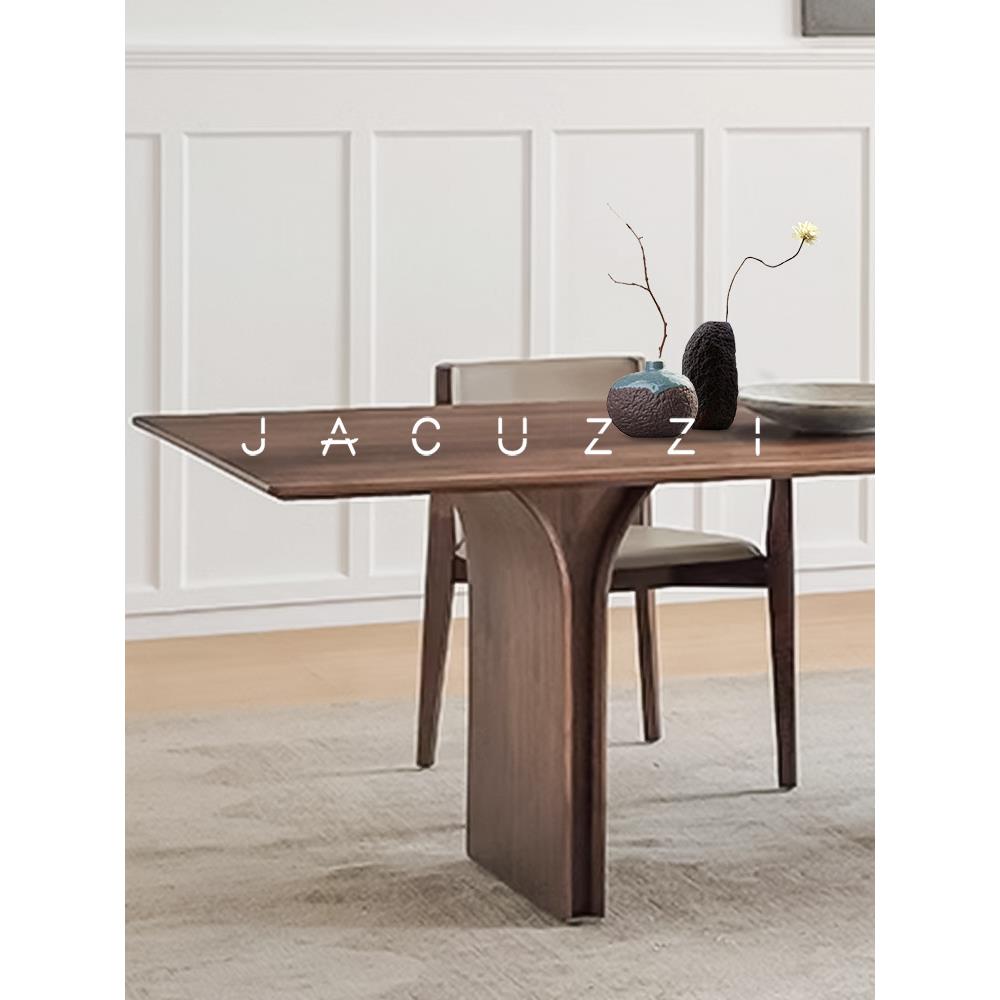 北美黑胡桃木餐桌实木长方形饭桌缅甸柚木现代简约茶桌书桌一体