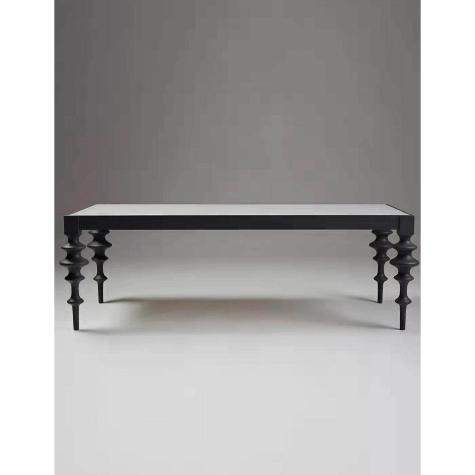 中古实木复古餐桌长方形家用饭桌 简约现代别墅黑色仿古多人餐台