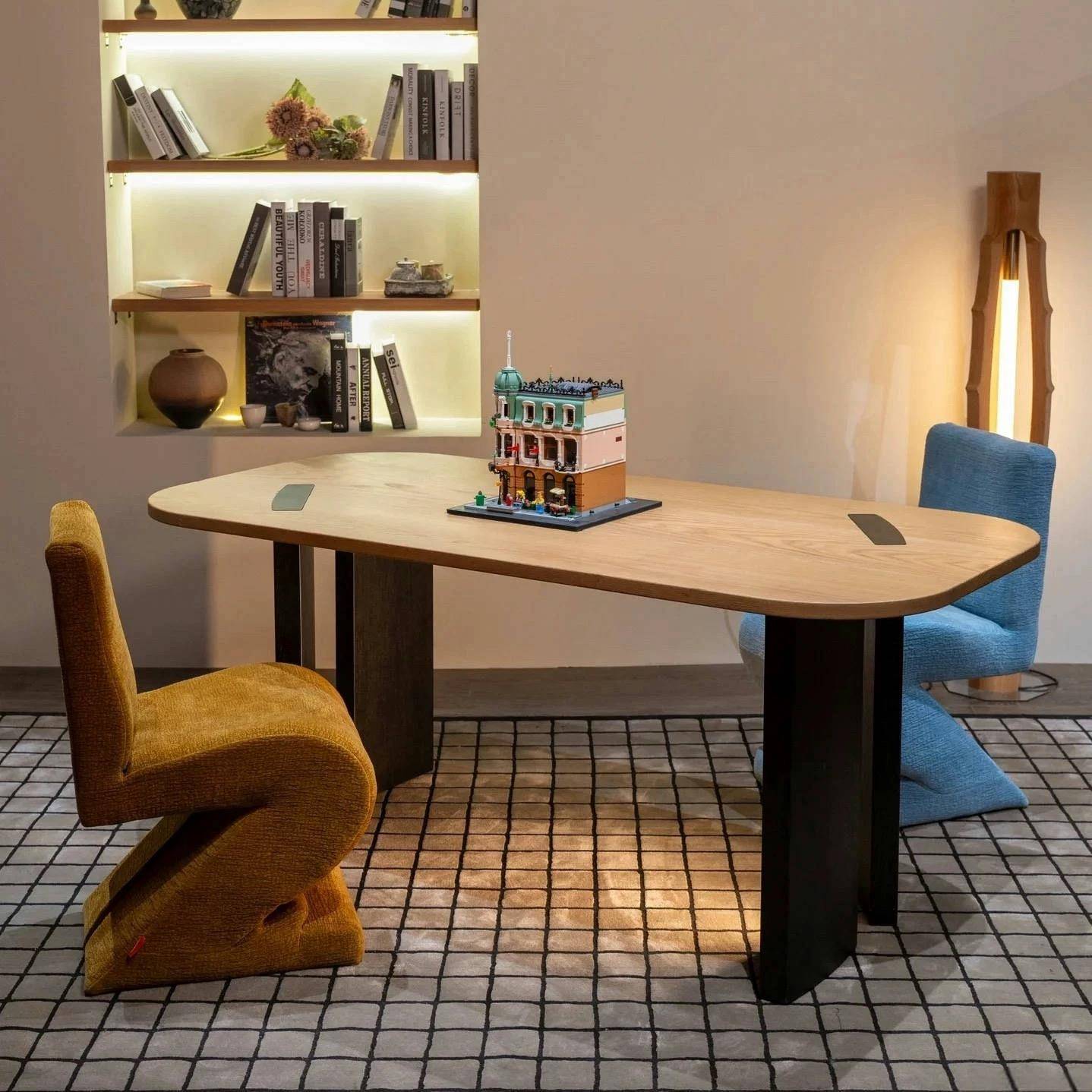 中古风实木餐桌现代简约客厅书桌办公桌长桌侘寂风复古大板桌茶桌