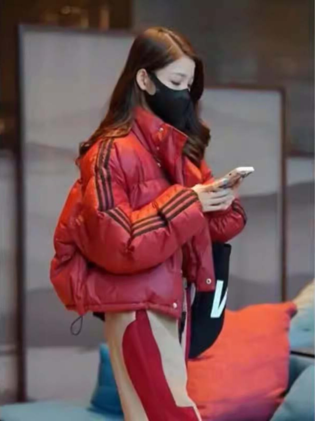 红色面包服外套女春秋欧货高端高级感本命年棉袄加绒棉衣羽绒棉服