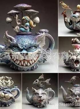跨境新品厂家跨境树脂摆件恶魔猫咪蘑菇女人兔子创意家居桌面