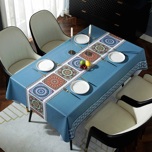 桌布防水防烫防油免洗pvc茶几垫北欧长方形轻奢餐桌布台布