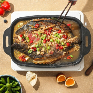 多功能烧烤盘商用户外露营无烟不粘锅麦饭石烤鱼盘可明火家用烤肉