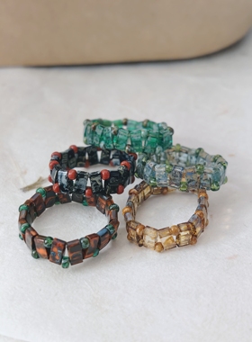 弥亦「提拉米苏」半提拉串珠戒指手工原创设计指环