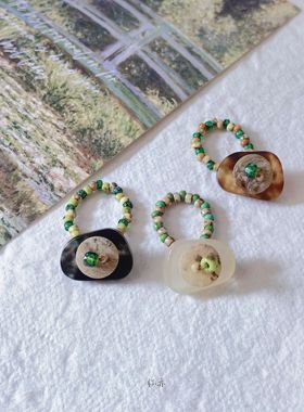 纽扣串珠戒指弥亦古董珠