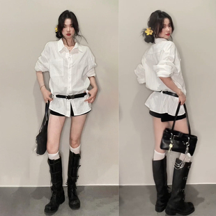 法式高级感白色衬衫连衣裙子女开春穿搭2025新款气质收腰显瘦短裙