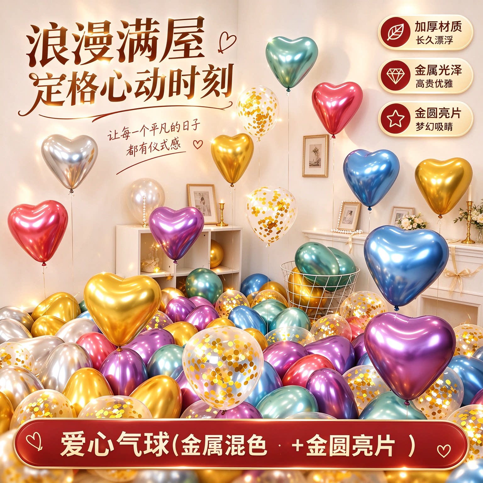 爱心型气球婚礼套餐装饰情人节七夕求婚订婚生日布置场景婚庆用品
