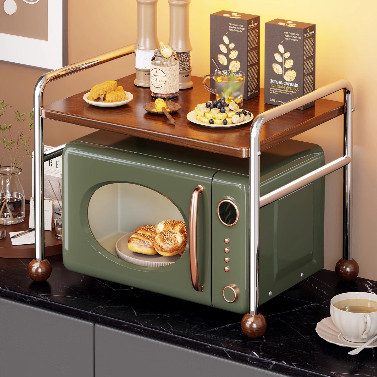 微波炉置物架厨房台面放电饭煲空气炸锅一体支架桌面烤箱收纳架子,厨房/烹饪用具,微波炉置物架,淘宝优惠券,粉丝福利购,淘宝优惠卷