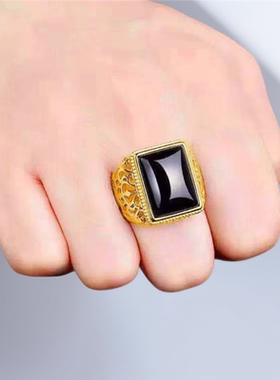 金色菱腾戒指简约男士时尚