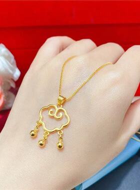 新款祥云平安锁金色吊坠