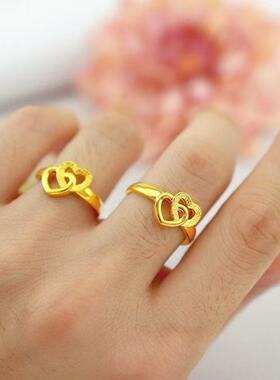 2026新款光沙双心金色女戒