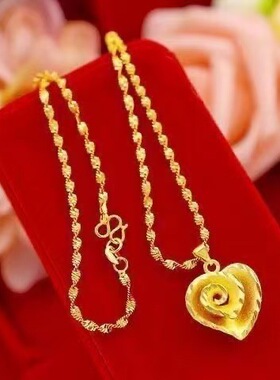 新款旋转爱心金色水波链