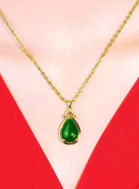 水滴绿金水波锁骨链54