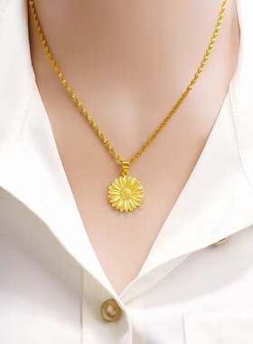 小雏菊金色O字链锁骨项链