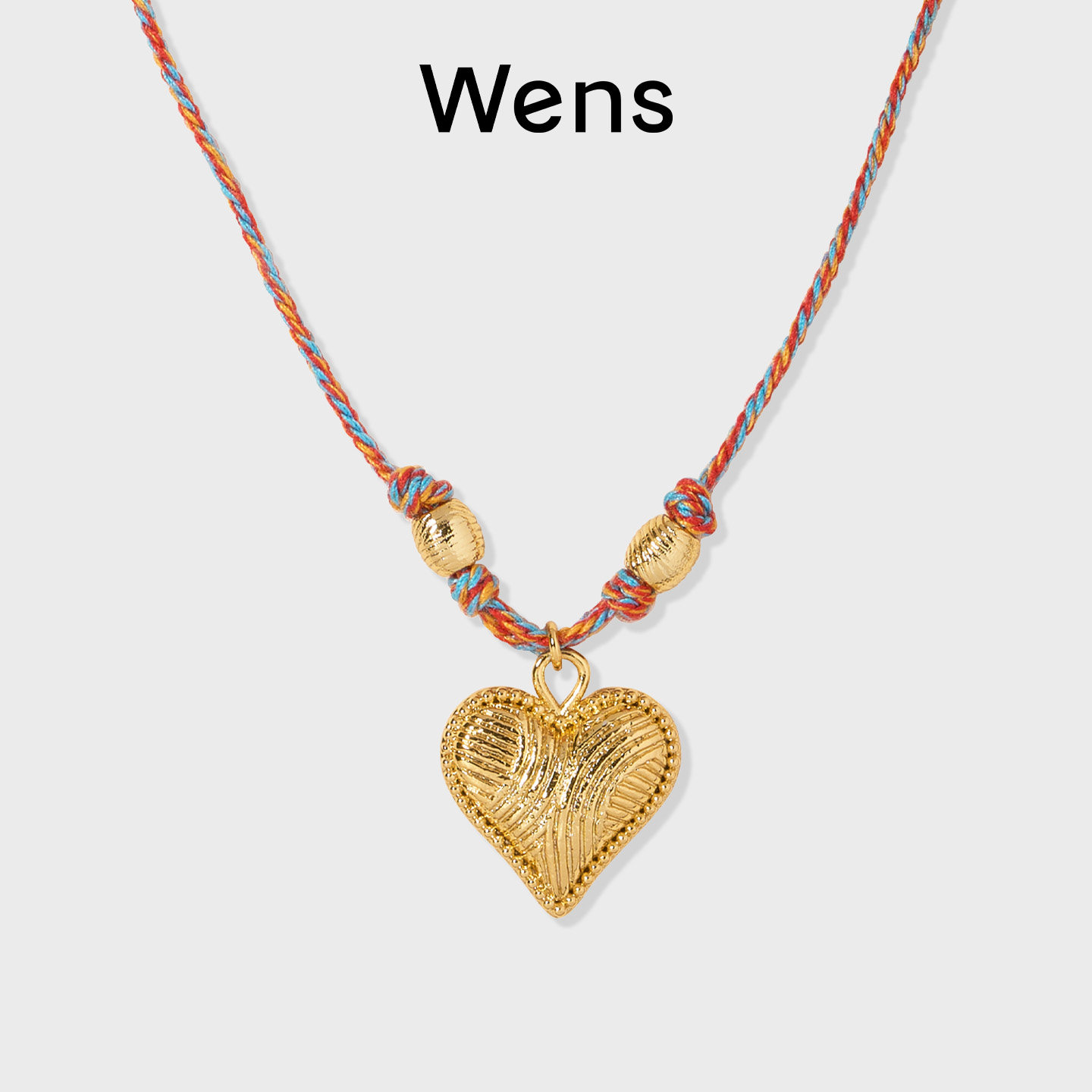 Wens彩红绳爱心吊坠长款项链女原创小众设计休闲百搭项链