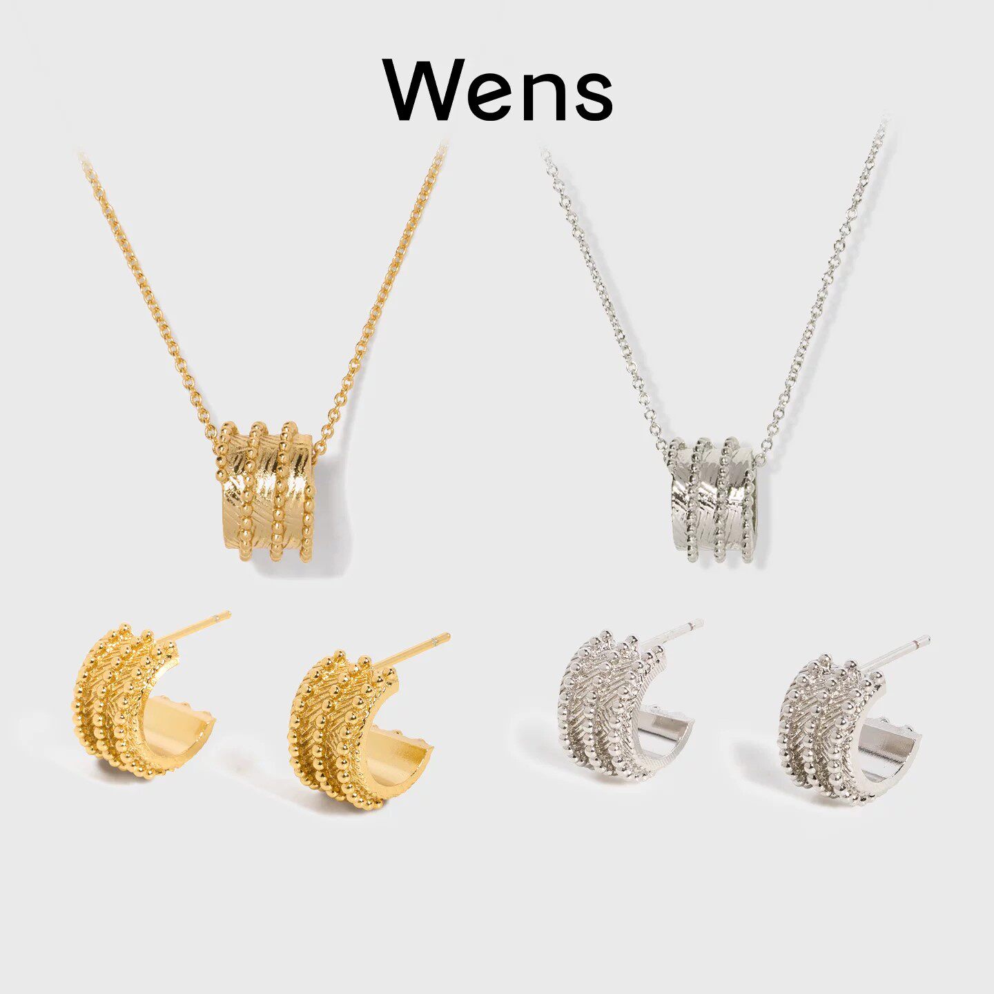 Wens部落时来运转小耳圈耳饰项链女金银双色度假百搭气质高级礼物