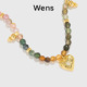 Wens爱心碧玺彩色串珠金币吊坠锁骨链项链女叠戴生日礼物送女友