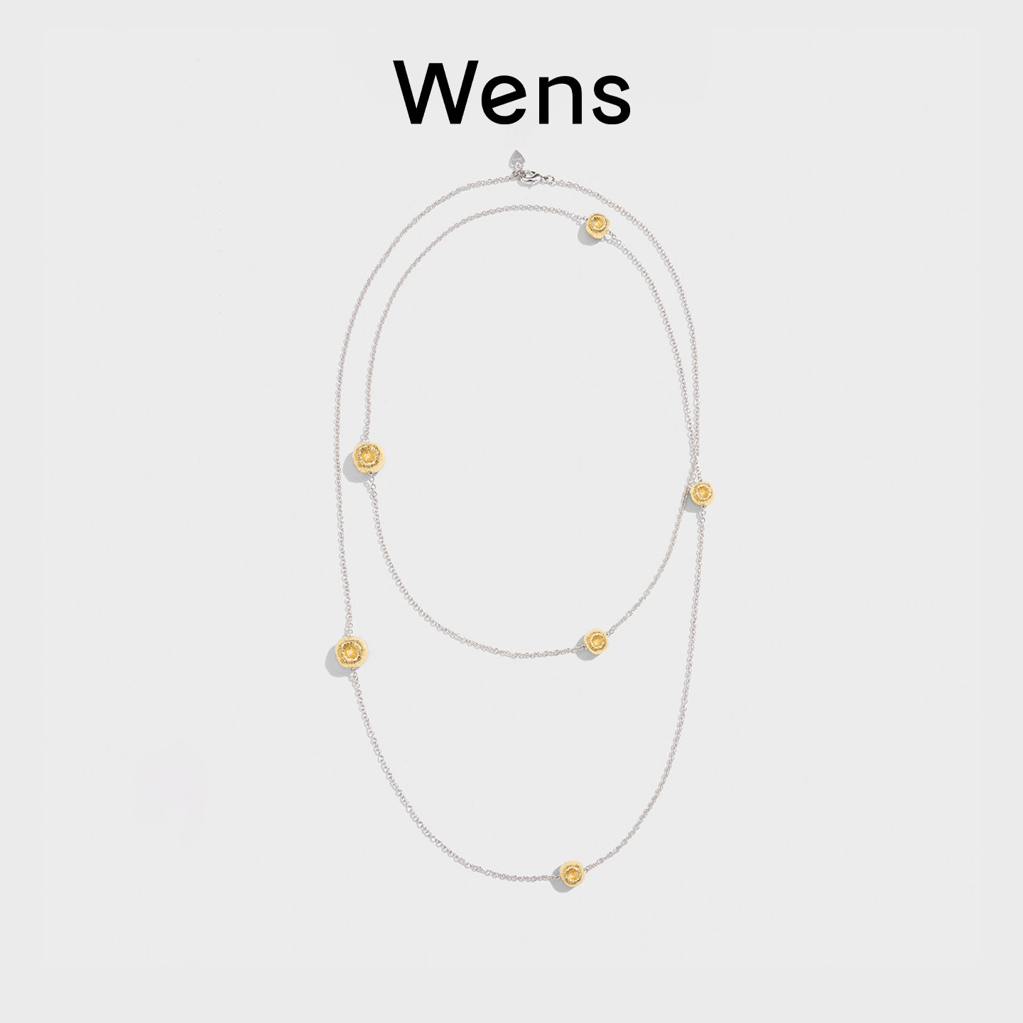 Wens花火烟花拉丝圆球长项链女高级感小众设计可叠戴百搭毛衣链