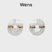 Wens 明星同款 部落图腾纹理虎眼石多层圈圈耳环耳饰女送女友