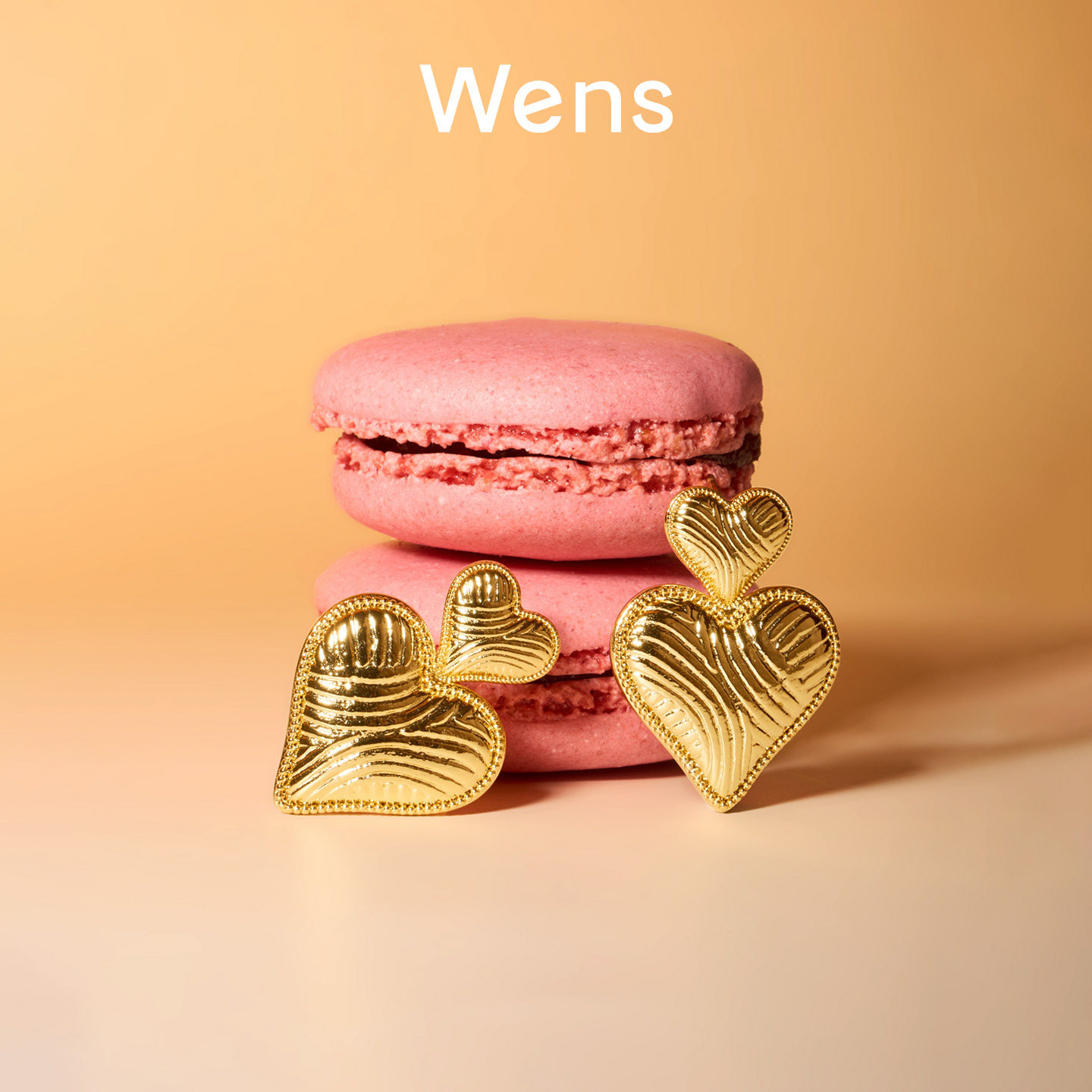 Wens「我的心」双爱心耳环耳饰女金银双色心形小众设计师耳钉礼物