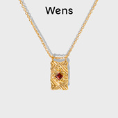 Wens格致Edge镶石吊坠项链女红色本命年小众配饰礼物轻奢颈饰送礼
