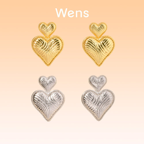 Wens「我的心」双心耳环耳饰女