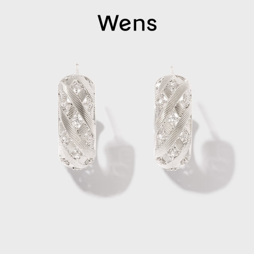 Wens星辰菱格星钻小耳圈