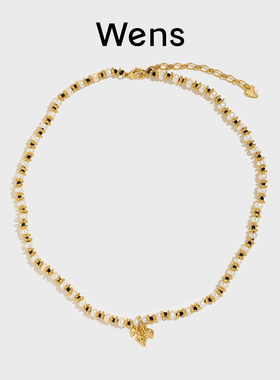 Wens抽象编绳珍珠锁骨项链