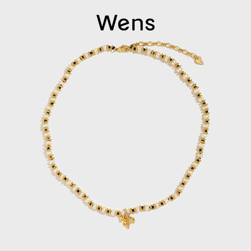 Wens抽象编绳珍珠锁骨项链