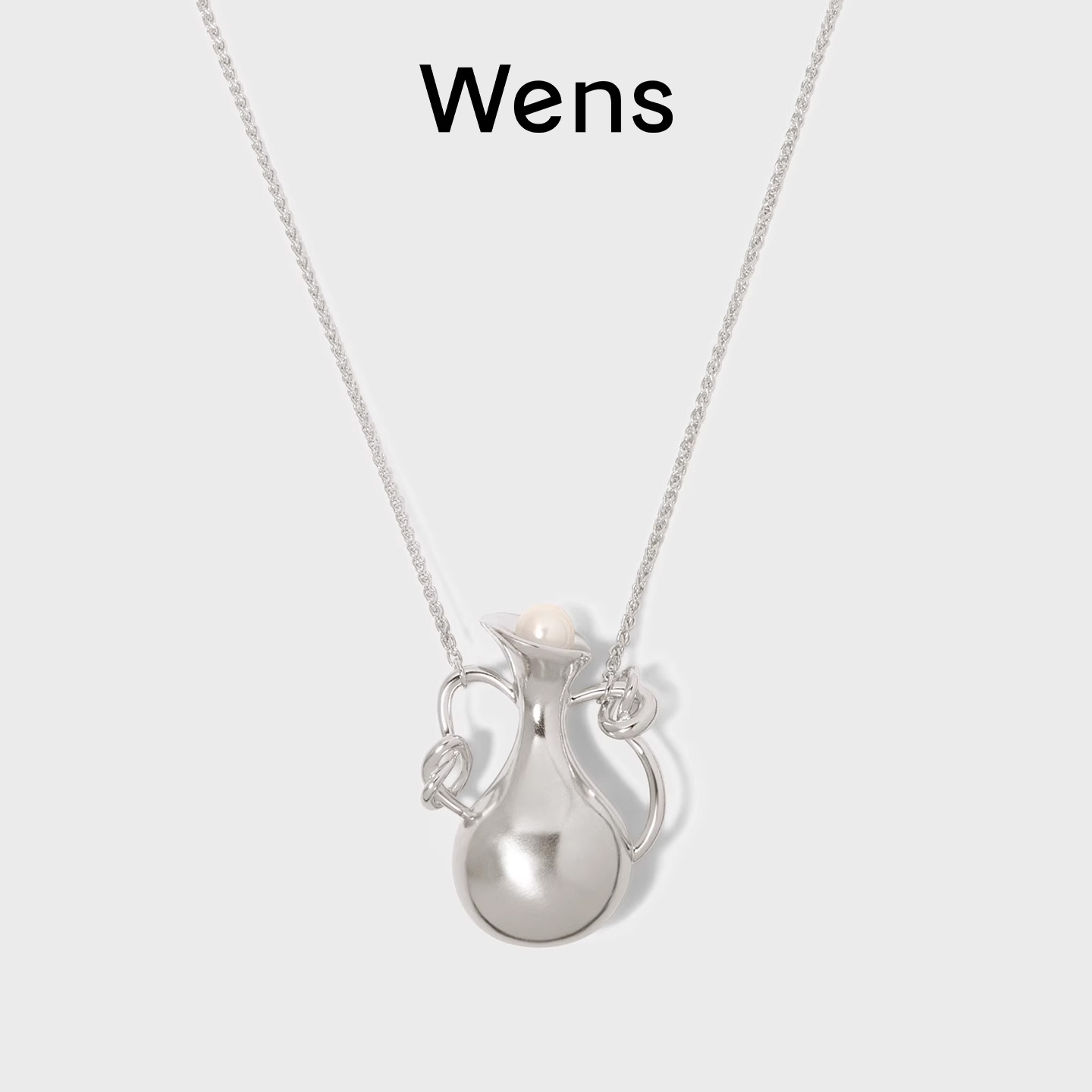 Wens淡水珍珠双耳瓶金属项链女