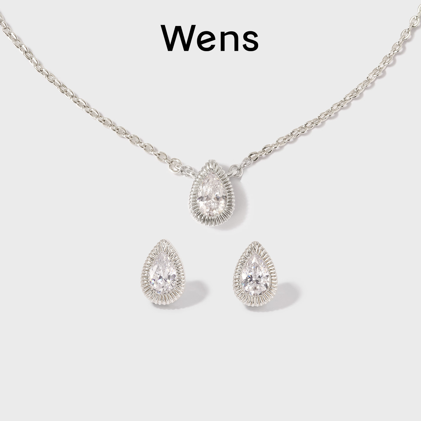 Wens星辰系列马眼水滴锆石项链耳钉女轻奢气质百搭通勤锁骨链耳钉