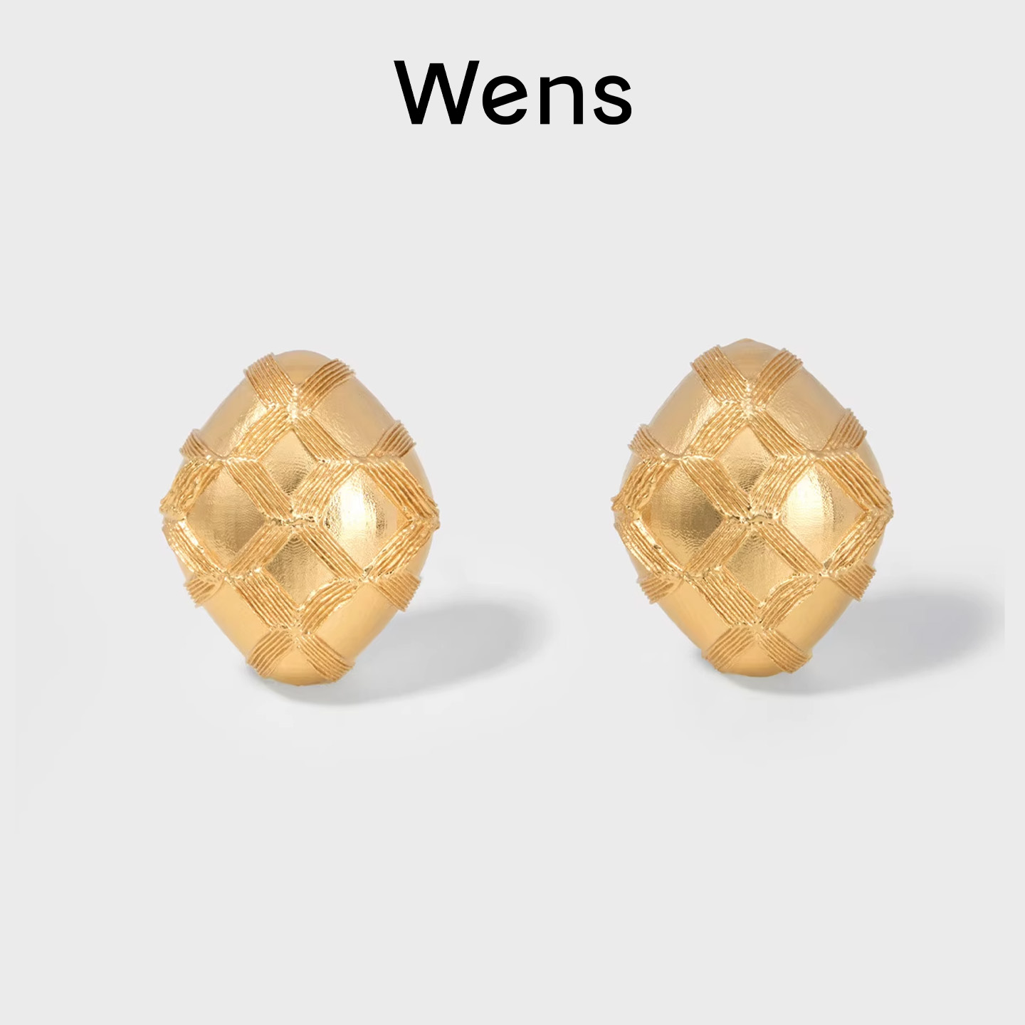 Wens图腾菱形复古耳饰女