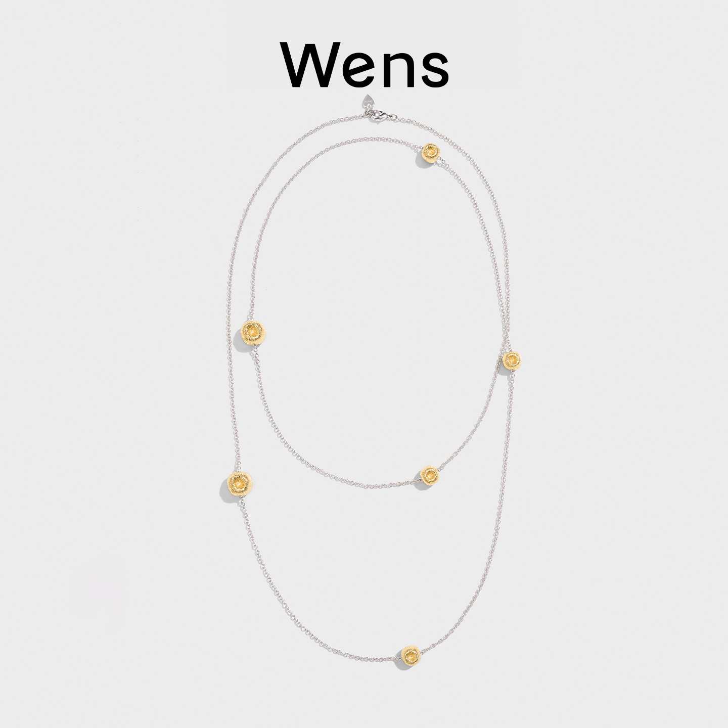 Wens花火烟花拉丝圆球项链高级秋冬毛衣链可叠戴女生日礼物