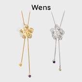 Wens 明星同款 花神系列花朵造型可调节项链女金银双色送女友