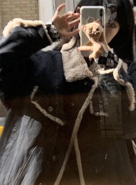 2toyoung保暖开挂帅气重工复古毛毛牛仔加厚外套女显瘦保暖夹克冬