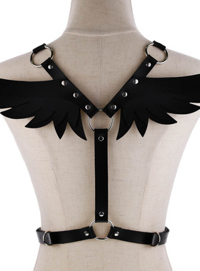 爆款时尚女式皮具上衣紧身衣塑形束腰带胸带天使翅膀背带肩带腰带