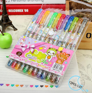 12pcs/lot/set blink glitter pen super cartoon blink pen ball