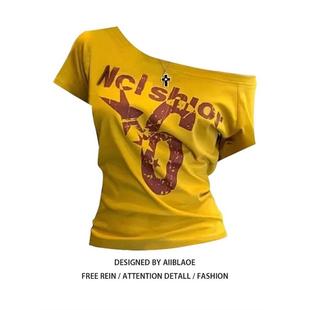 Women shirt Summer Vintage Sexy Top shoulder Off Sport Y2k