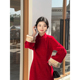 日常红色旗袍秋冬新娘结婚敬酒服拜年服长袖 故双栖 暮初 连衣裙