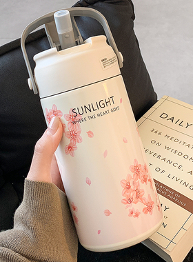 316保温杯女2025新款高颜值吸管水杯简约女生大容量便携泡茶杯子