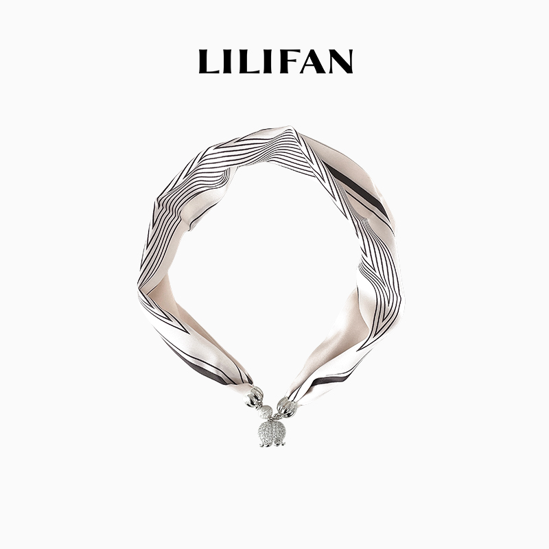 LILIFAN莉莉梵 铃兰满镶磁吸丝巾 法式复古装饰领巾 时尚气质项链